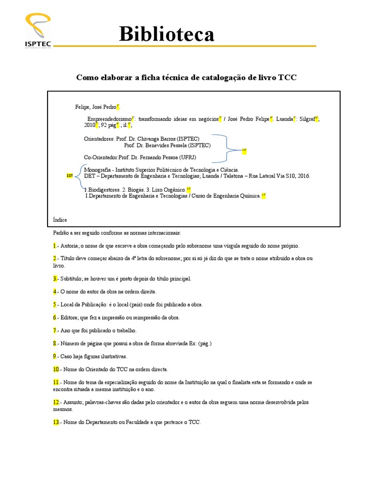 Ficha Técnica de Catalogação de TCC | PDF | Livros
