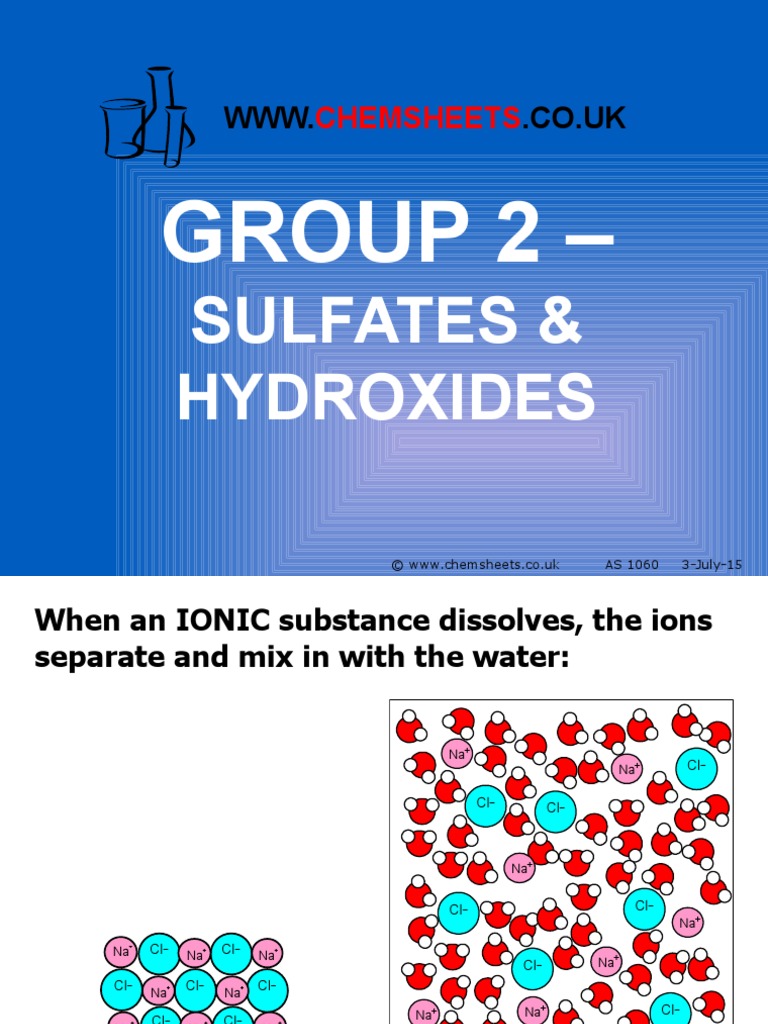 3 2 2 Chemsheets As Group 2 Sulfates and Hydroxides | PDF | Chloride ...