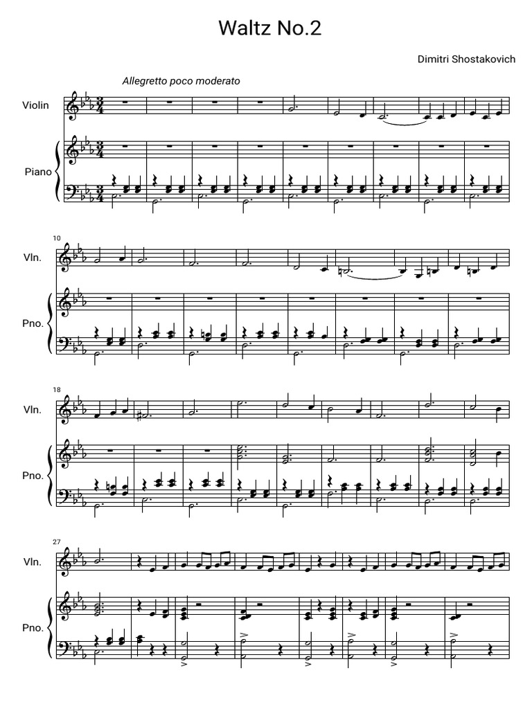 Waltz No.2 (Violin) Jazz Suite PDF Classical Music Musical Forms