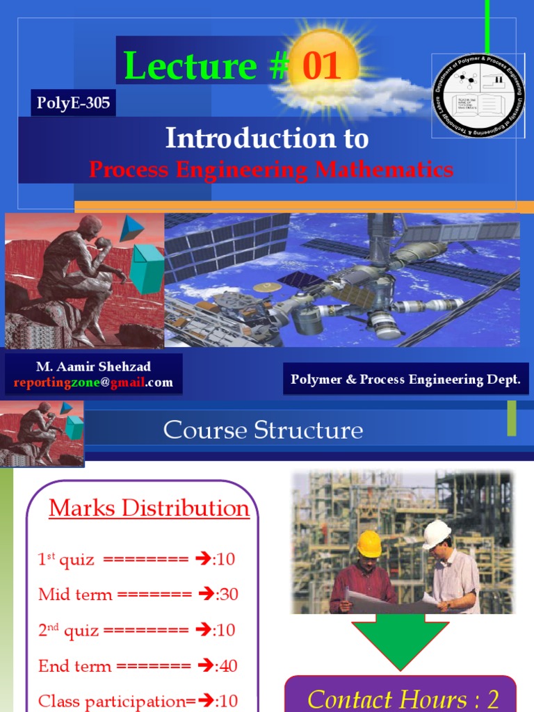 Lecture # 01 Introduction To Process Engineering Mathematics | PDF ...