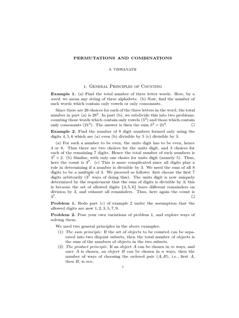 Permutations and combinations explained | PDF | Permutation ...