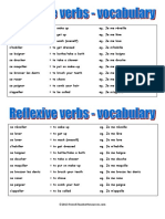 Reflexive Verbs Vocabulary List