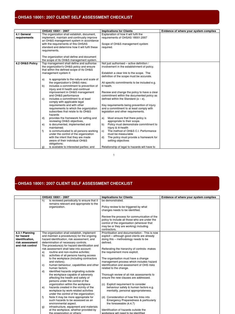 Client Self Assesment | PDF | Risk Assessment | Emergency