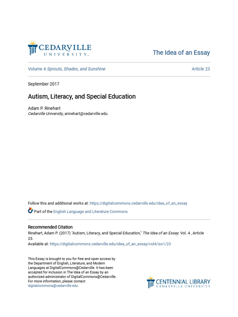 Autism Literacy and Special Education | PDF