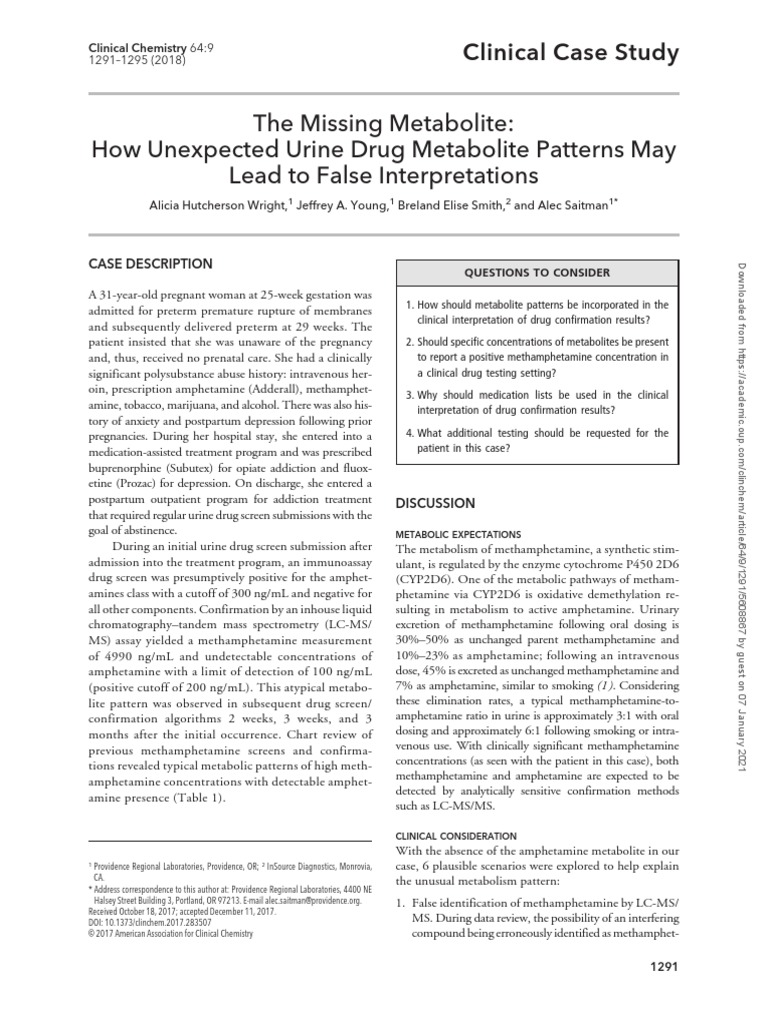 Clinical Case Study: Questions To Consider | PDF | Methamphetamine ...