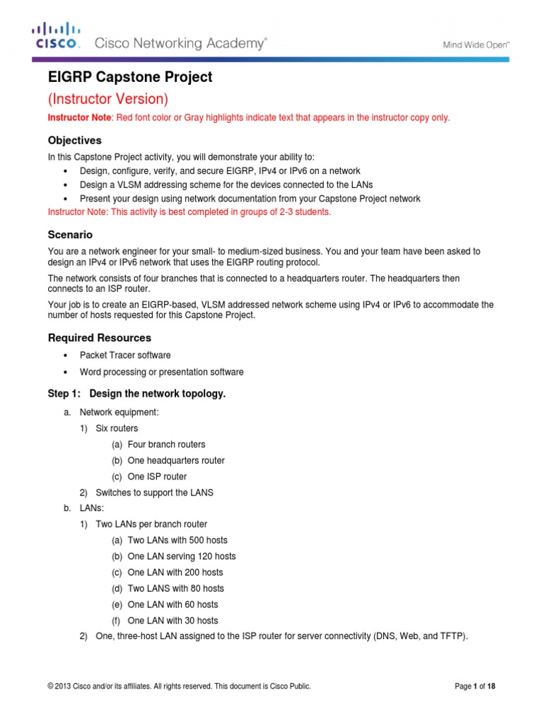 9.3.1.2 EIGRP Capstone Project Instructions IG | PDF | Computer Network ...