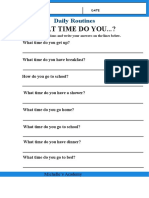 Daily Routine Worksheet Q and A
