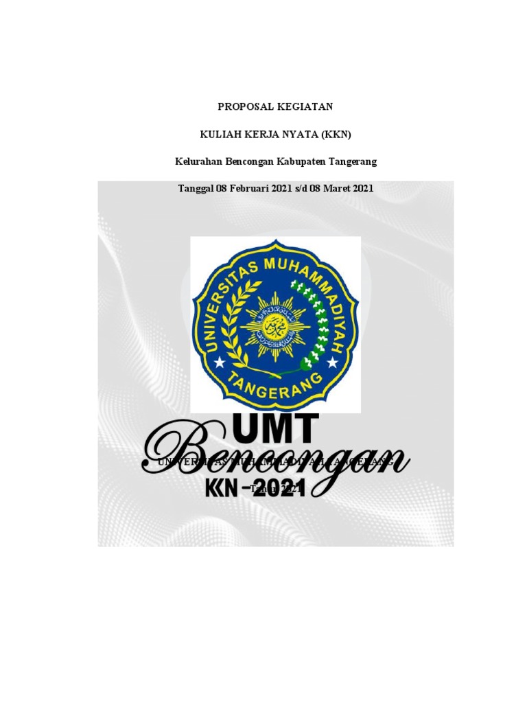 Proposal Kegiatan KKN UMT 2021 | PDF