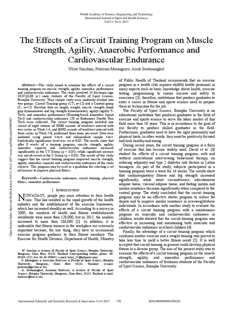 The Effects of A Circuit Training Program On Muscle Strength Agility
