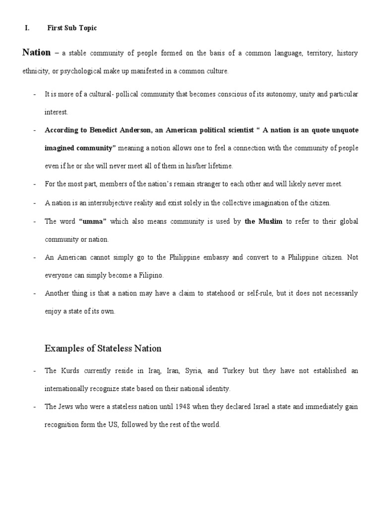 Nation: Examples of Stateless Nation | PDF | History