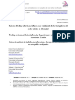 Factores Del Clima Laboral Que Influyen en El Rendimiento de Los Trabajadores Del Sector Público en El Ecuador