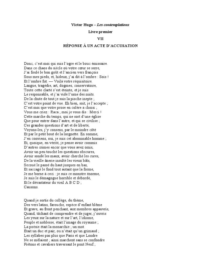 Hugo Et Les Rois être Et Avoir Pdf Gratuit 20210130-Victor Hugo-Contemplations 1ère Lecture | PDF | Poésie