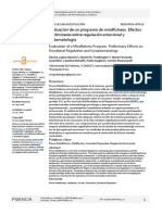 Psiencia: Evaluación de Un Programa de Mindfulness. Efectos Preliminares Sobre Regulación Emocional y Sintomatología