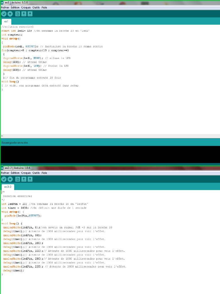 Solutions Exercices Arduino | PDF