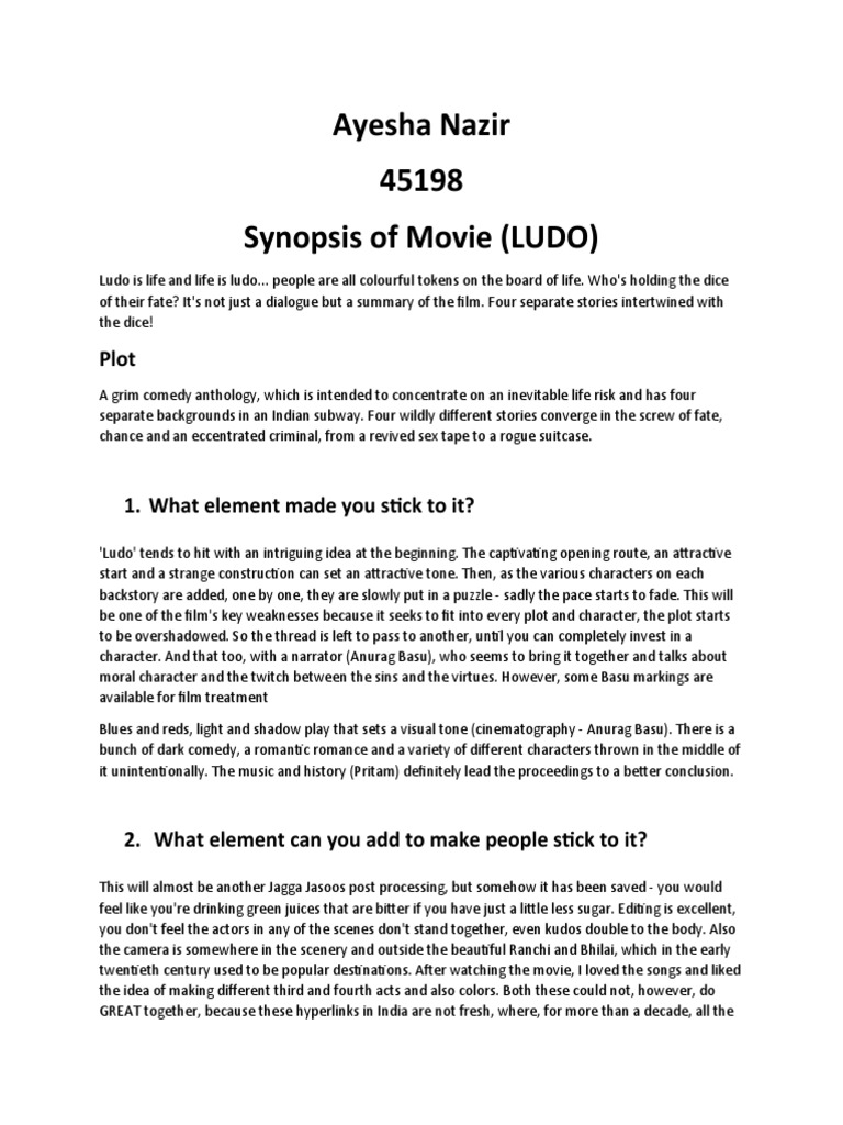 Ludo Movie Synopsis & Review | PDF