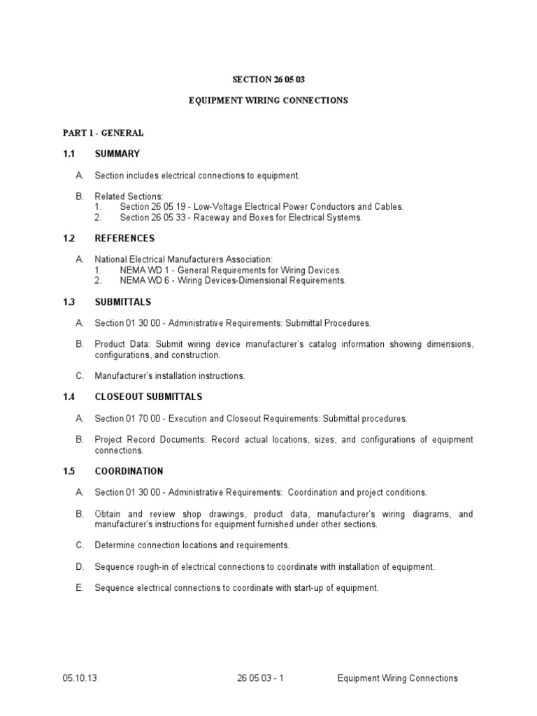 Equipment Wiring Connections Guide | PDF | Electrical Wiring ...
