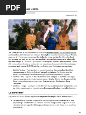 La Regle Des Trois Unites Pdf Classicisme Theatre