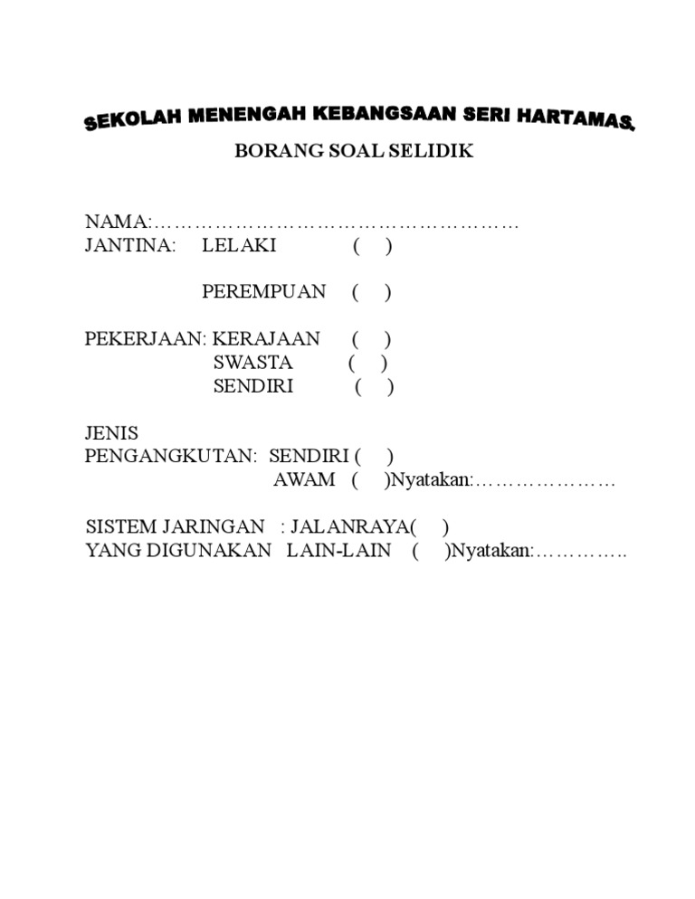 BORANG SOAL SELIDIK