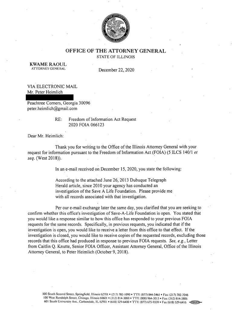Illinois FOIA Request Response | PDF | Freedom Of Information Act ...