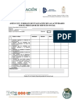 Anexo Xxv. Formato de Evaluación de Las Actividades Por El Prestador de Servicio Social