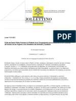 Carta Del Santo Padre Francisco Al Prefecto de La Congregación para La Doctrina de La Fe Acerca