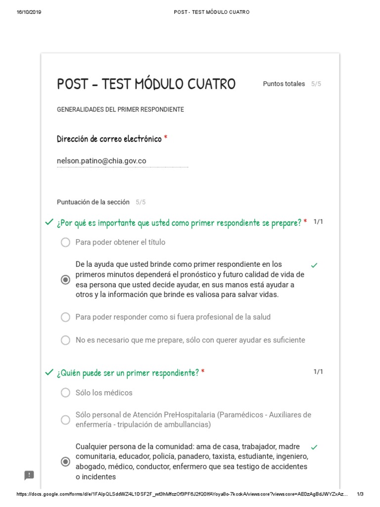 Post - Test Módulo 4 | PDF | Paramédico | Bienestar
