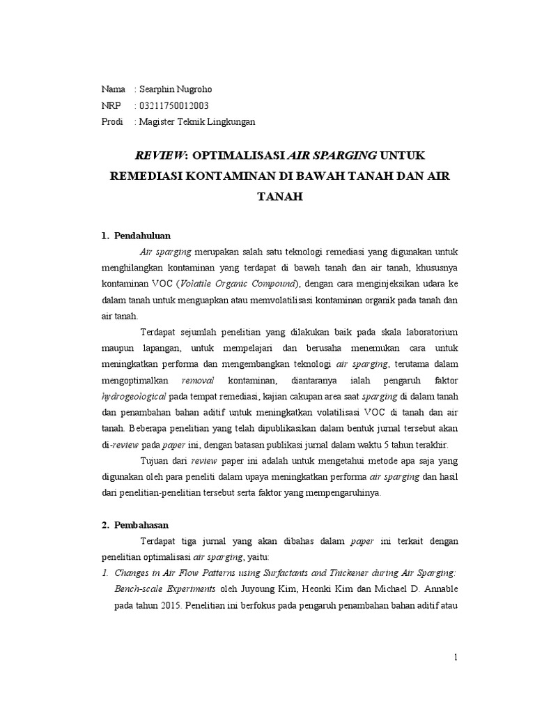 Optimalisasi Air Sparging untuk Remediasi VOC | PDF