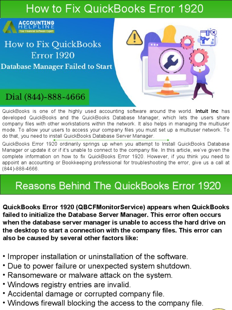 Fixing QuickBooks Error 1920 Guide | PDF | Quick Books | Computer File