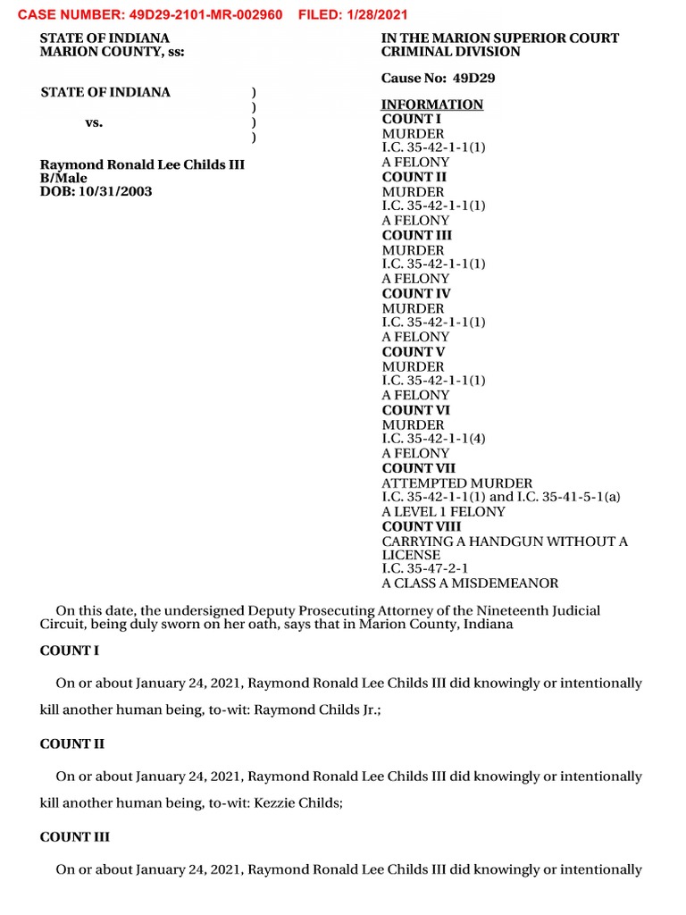 Raymond Childs III PDF Murder Felony