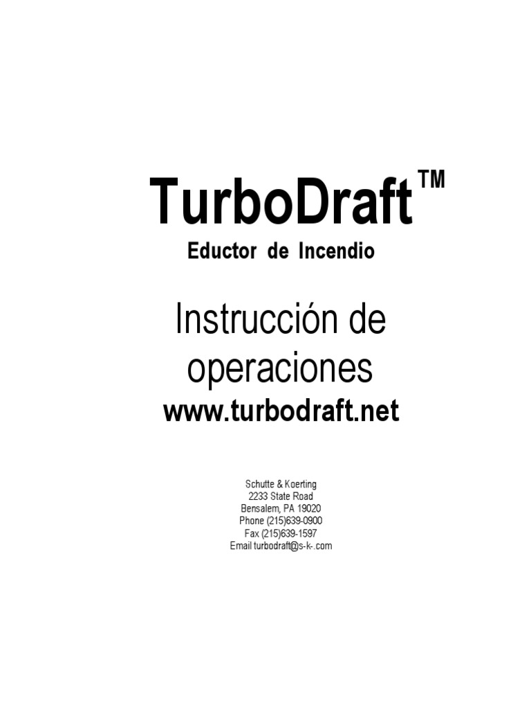 Instrucciones para TurboDraft Eductor | PDF | Tanques | Bomba