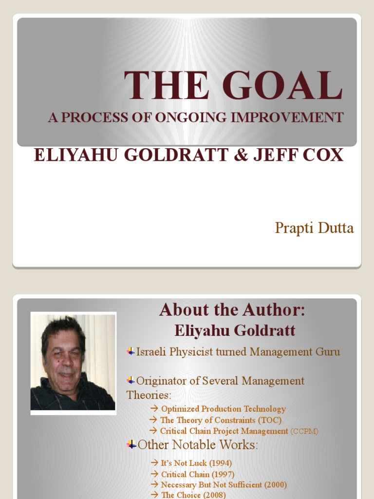 The Goal Eliyahu Goldratt & Jeff Cox PDF