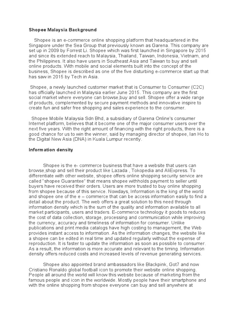 Shopee Malaysia: Company Overview and History | PDF | E Commerce ...
