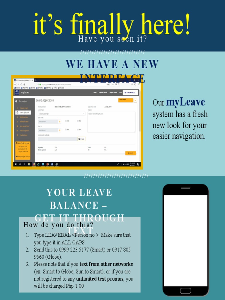 New myLeave Interface & Text Balance Info | PDF
