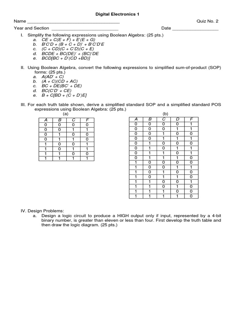 Boolean Algebra Expression Simplification | PDF | Logic Gate ...