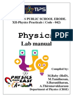 Physics Lab Manual Experiments (2020-2021) - XII