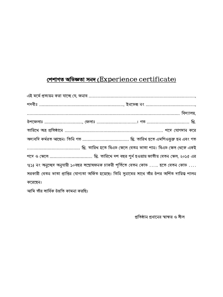 Experience Certificate | PDF
