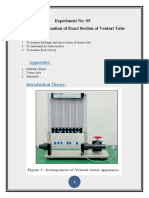 Objective:: Experiment No: 05 Determination of Exact Section of Venturi Tube