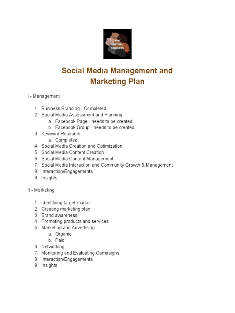 Social Media Management and Marketing Plan | PDF