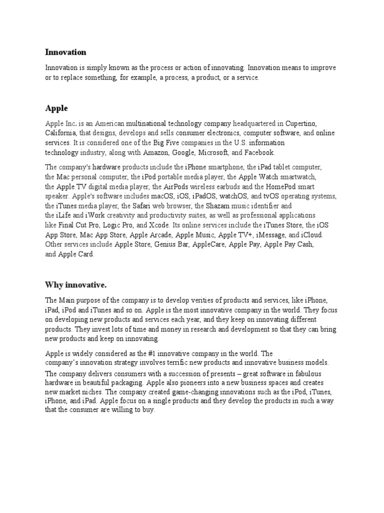 Apple's Leading Innovation Strategy | PDF | Apple Inc. | Ios