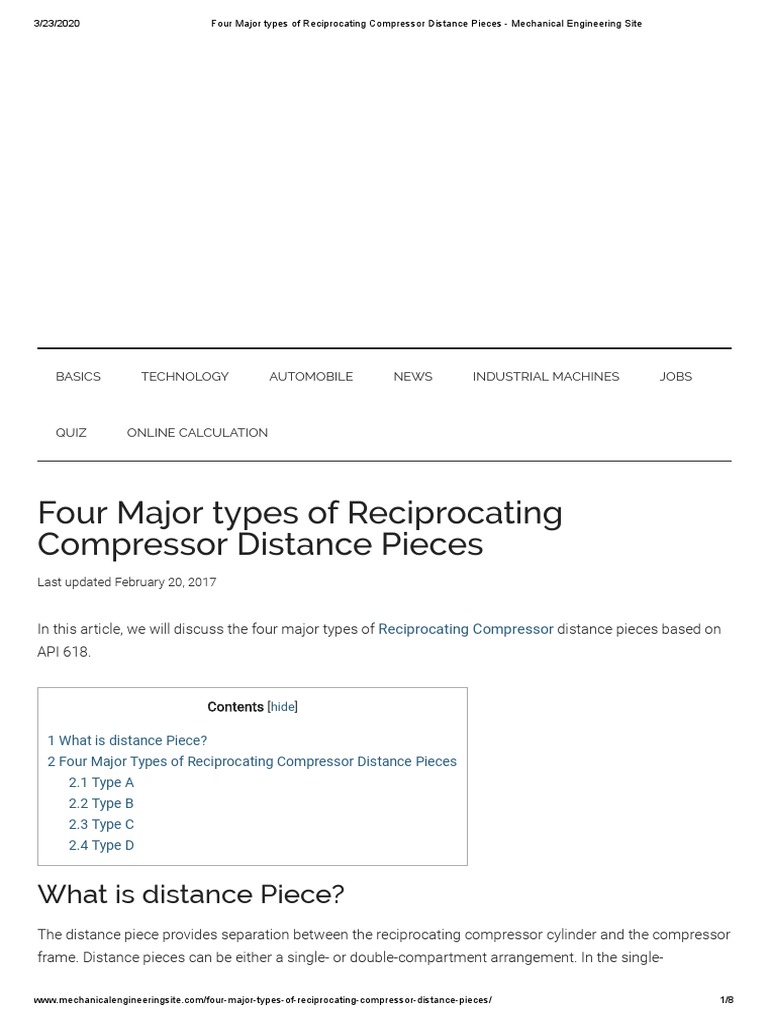 Four Major Types of Reciprocating Compressor Distance Pieces | PDF ...