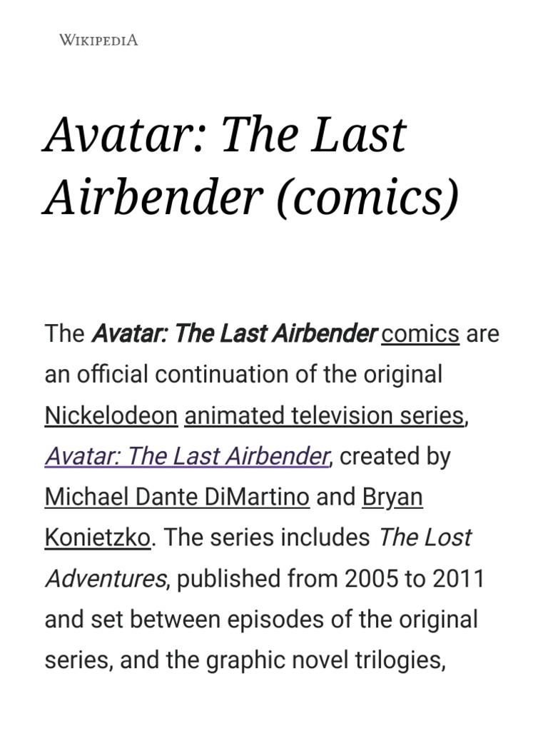 Avatar: The Last Airbender (comics) - Wikipedia