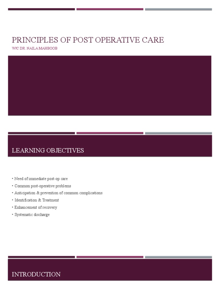 Principles of Post Operative Care.. | PDF | Surgery | Thrombosis