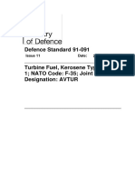 Def Stan 91 091 Issue 11 Oct 2019 Turbine Fuel Kerosene Type Jet a 1 NATO CodeF 35 Joint Service Designation AVTUR