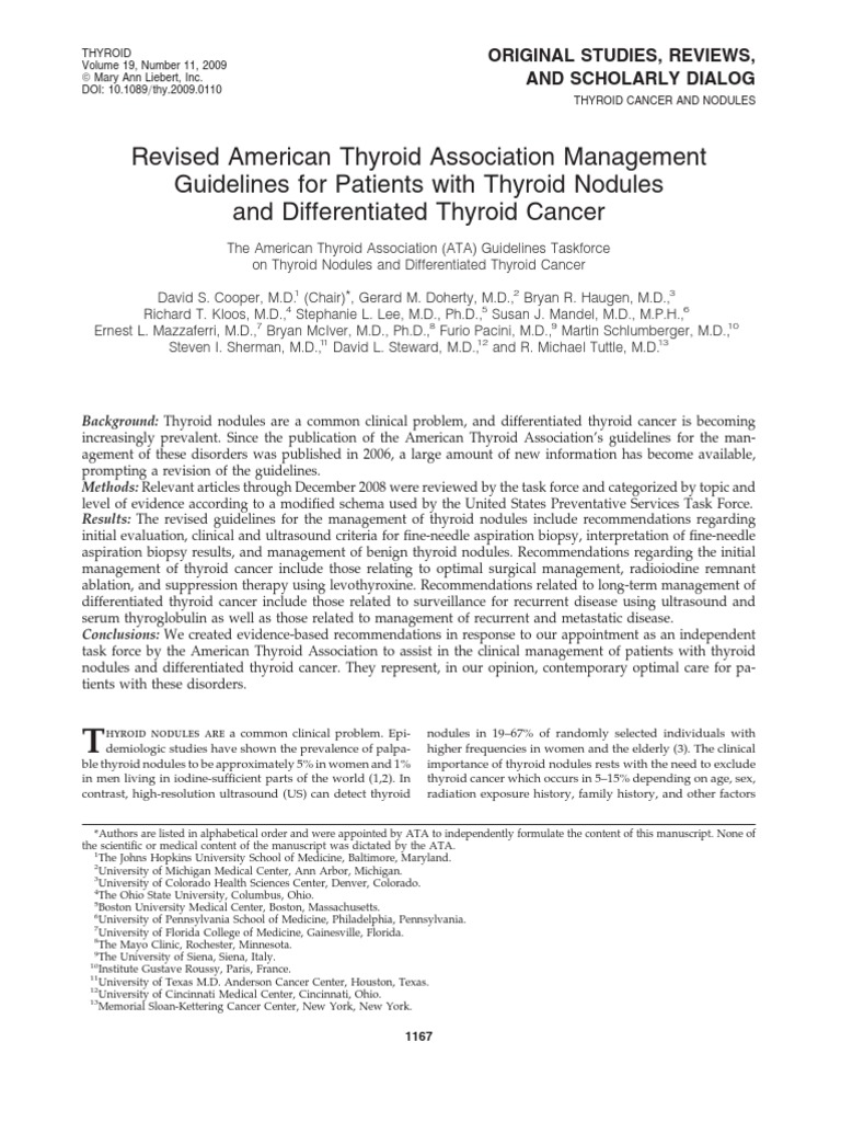 Revised American Thyroid Association Management Guidelines for Patients