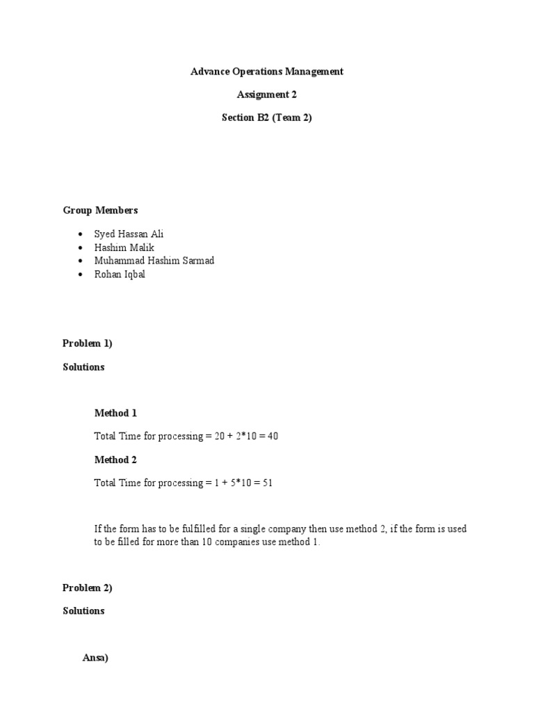AOM Assignment 2 (B2 Team 2) | PDF