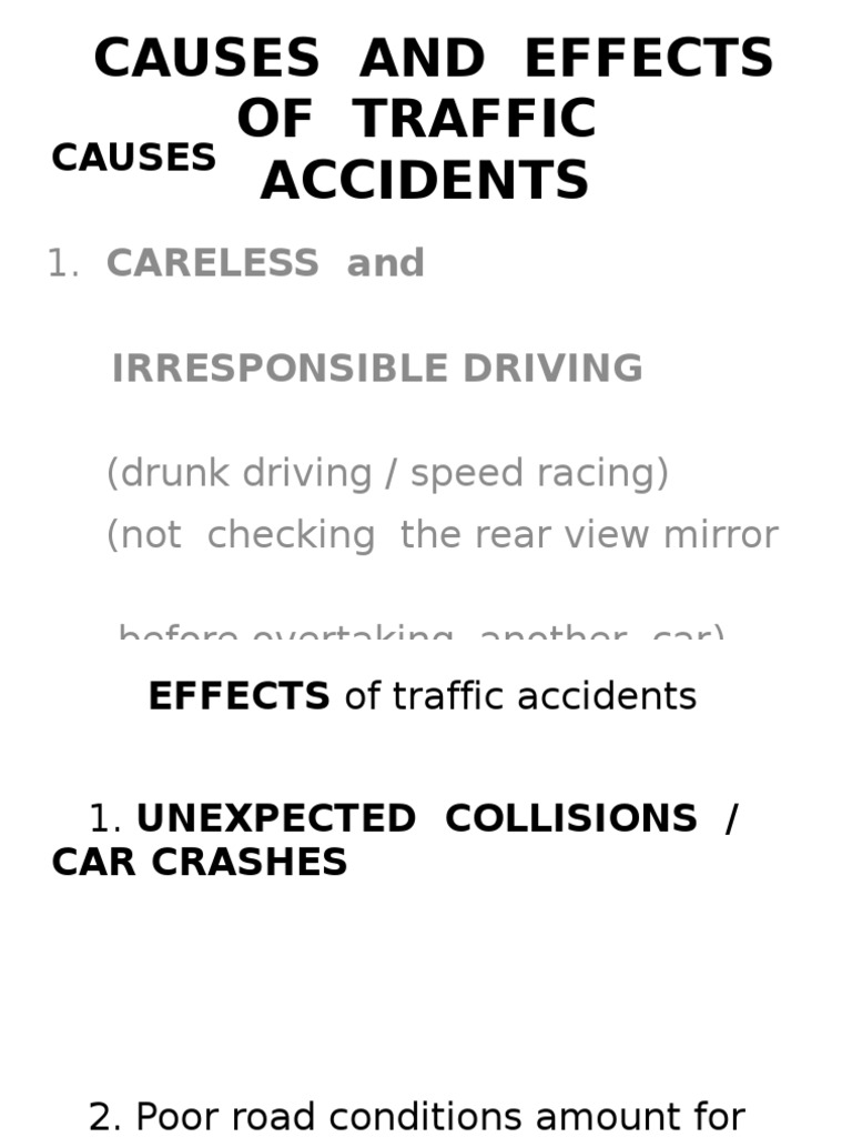 Causes and Effects of Traffic Accidents 2010 PDF Traffic Collision Driving