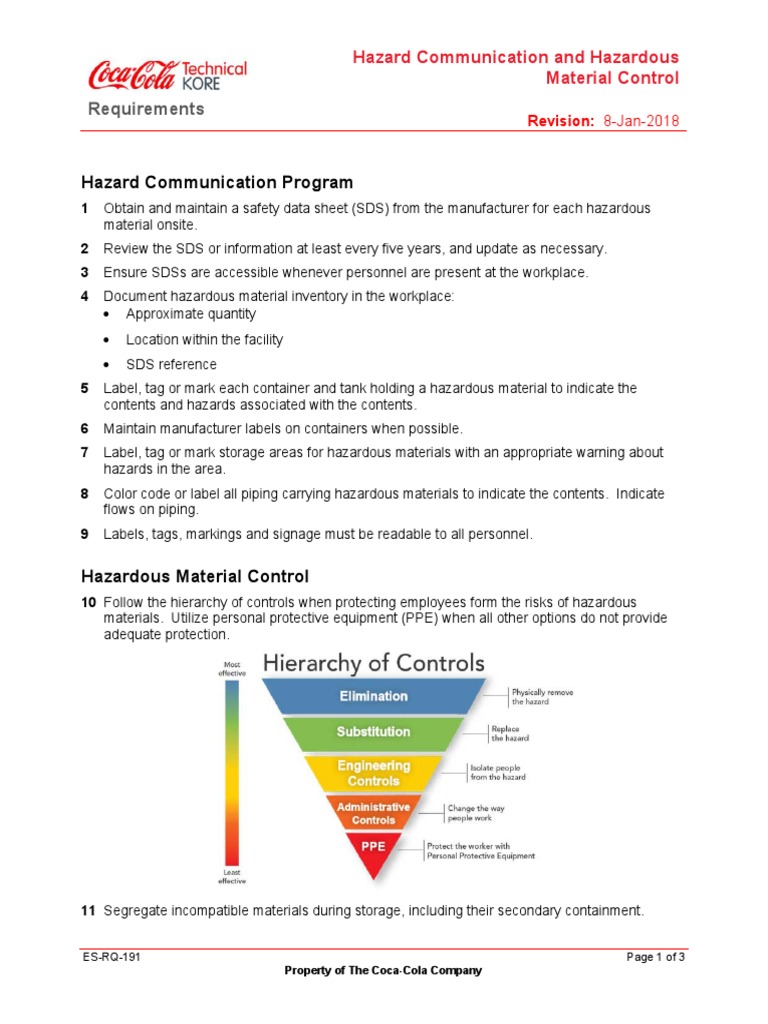 Hazard Communication Guidelines ES-RQ-191 | PDF | Dangerous Goods ...