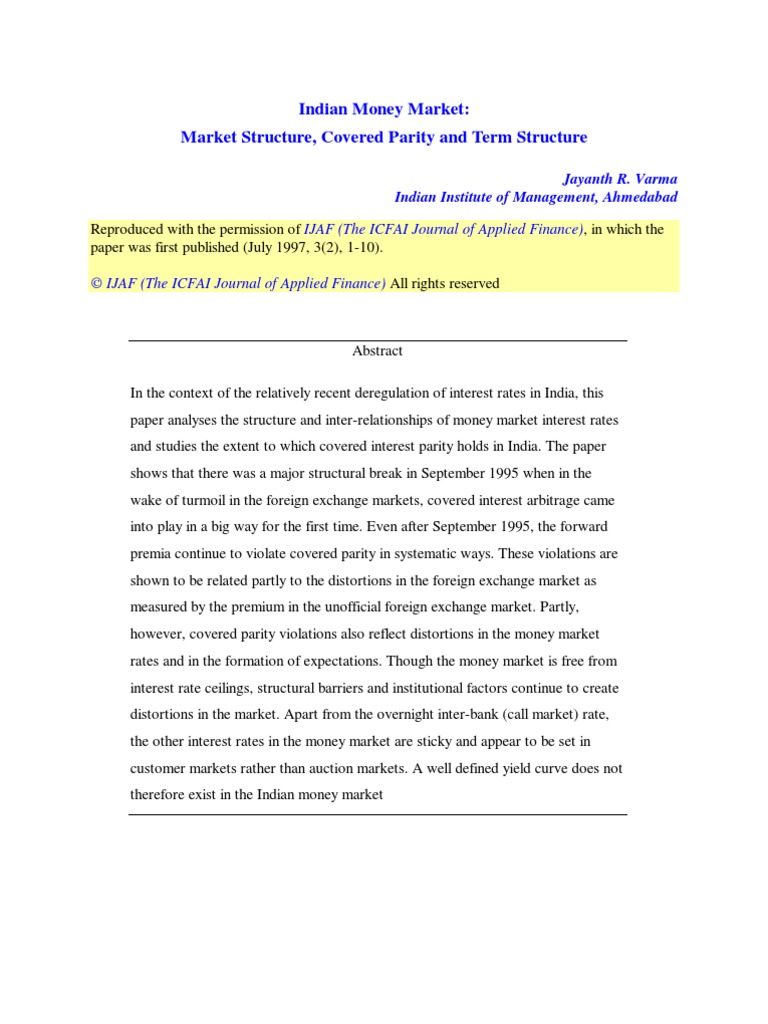Indian Money Market | PDF