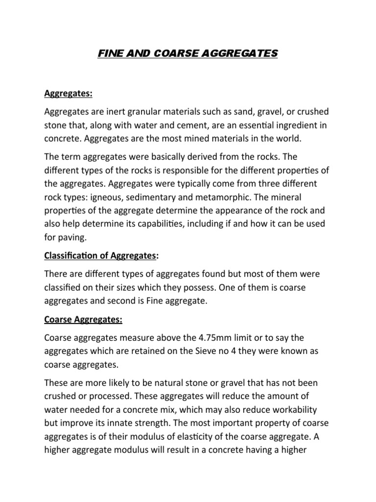 Fine vs Coarse Aggregates Explained | PDF | Construction Aggregate ...
