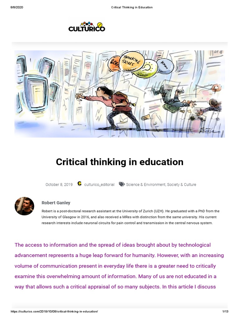 Importance of Critical Thinking in Education | PDF | Argument ...